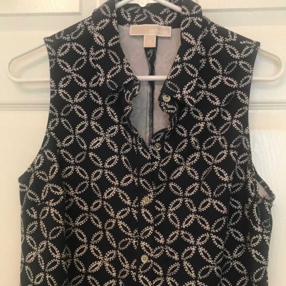 Michael KORS Navy&White Dress Sz10 Knit Stretchy.